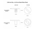 3.28 mm x 4.45 mm Silver Small Rivet